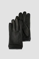 TANO Genuine Leather Rib Knit Trim Thinsulate Lined Gloves