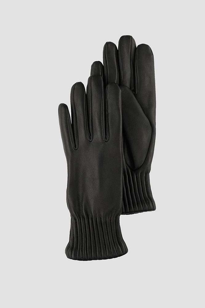LIZA Genuine Leather Gloves Ribbed Cuff