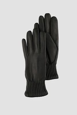 LIZA Genuine Leather Gloves Ribbed Cuff