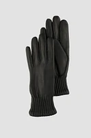 LIZA Genuine Leather Gloves Ribbed Cuff