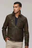 DION Genuine Leather Bomber Jacket