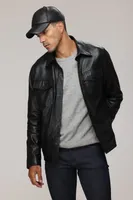 TREY Genuine Leather Shirt Jacket