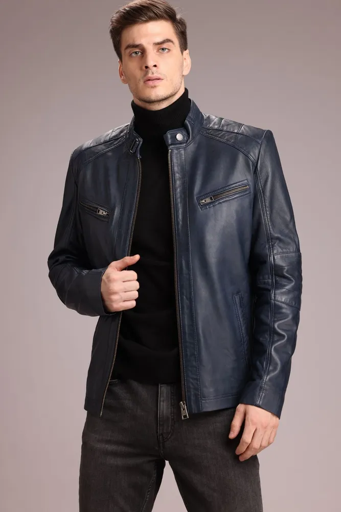 RONAN Genuine Leather Bomber Jacket