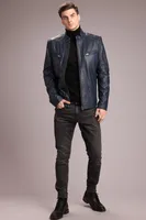 RONAN Genuine Leather Bomber Jacket