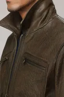 DION Genuine Leather Bomber Jacket