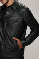 TREY Genuine Leather Shirt Jacket