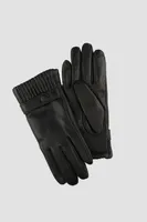 MEADOW Genuine Leather Touch Screen Ribbed Cuff Gloves