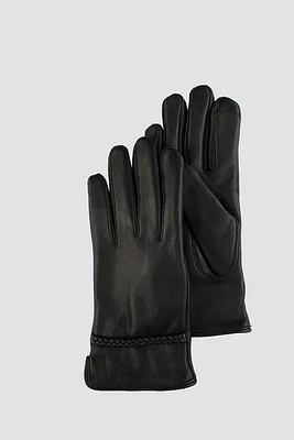 LIESL Genuine Leather Wrist Braid Strap Detail Gloves