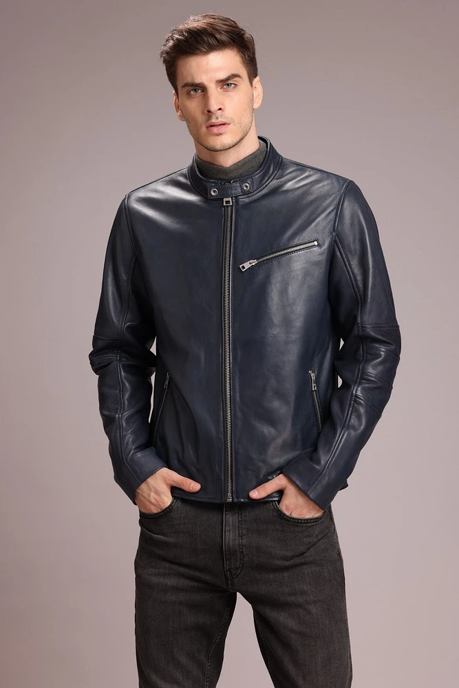 CORBAN Genuine Leather Bomber Jacket