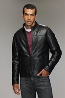 BOWEN Genuine Lamb Leather Moto Bomber Bio Down Insulation