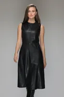 JEMMA Genuine Butter Soft Lamb Leather Sleeveless Dress