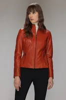 MAGALIE Genuine Leather Classic Moto Bomber Jacket