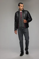 BOWEN Genuine Lamb Leather Moto Bomber Bio Down Insulation