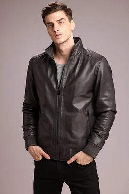 ASHER Genuine Lamb Leather Bomber Jacket