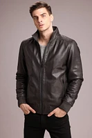 ASHER Genuine Lamb Leather Bomber Jacket