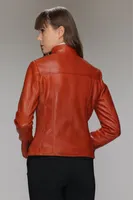 MAGALIE Genuine Leather Classic Moto Bomber Jacket