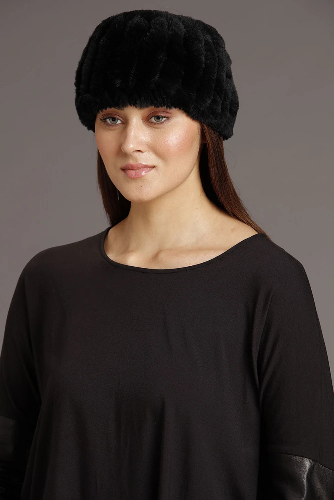 SHEYLA Genuine Fur Headband Hat
