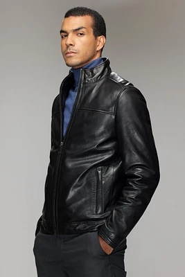 NATE Genuine Leather Bomber Jacket