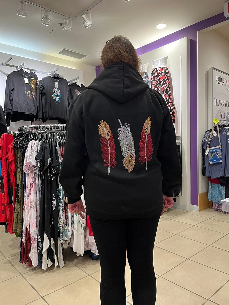 Bling Hoodie with 3 Feathers