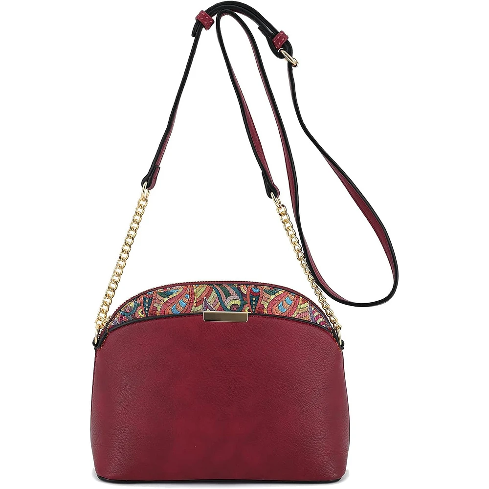 Wine Paisley small crossbody