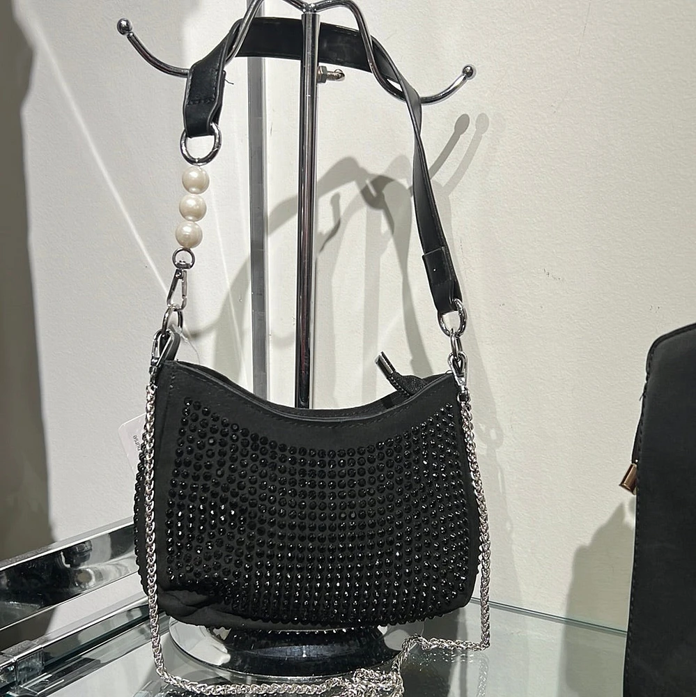 Unique Fashion Black Rhinestone Bling Purse