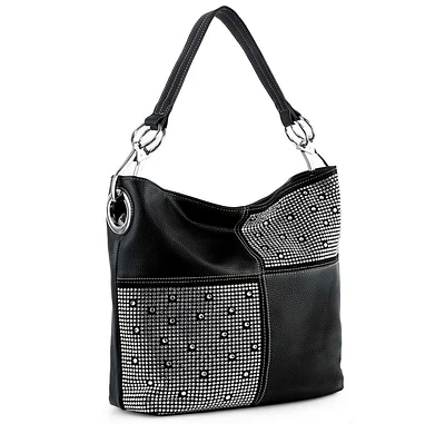 Rhinestone Black Square Purse - Slingback Fashion Diva