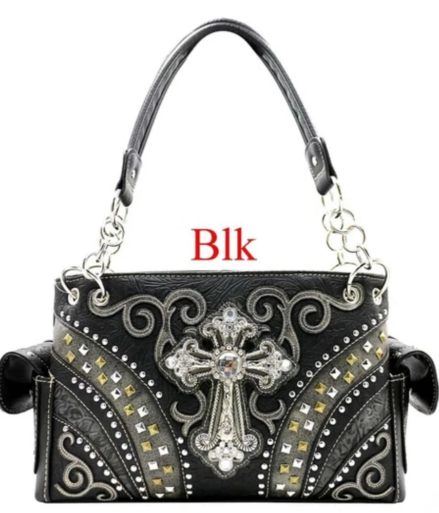 Black Skull Bling Cross Wallet Purse