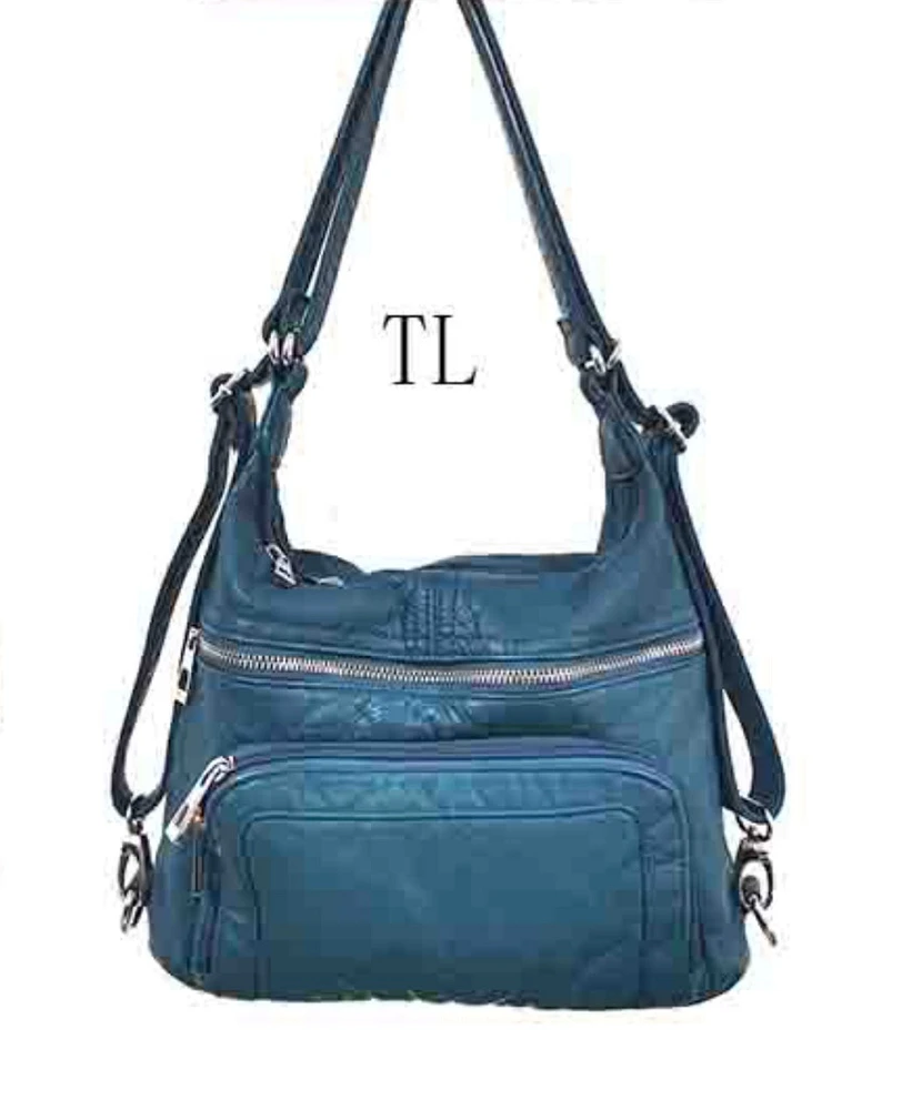 Teal WH3104 3 in 1 style backpack purse with wallet front