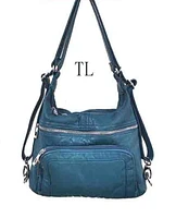 Teal WH3104 3 in 1 style backpack purse with wallet front