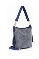 Navy Sparkling Rhinestone Hobo Handbag