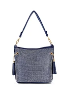 Navy Sparkling Rhinestone Hobo Handbag