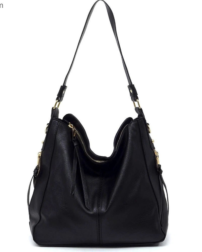 side zipper hobo bag