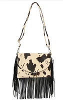 Cow Print Envelope Flap Fringe Crossbody