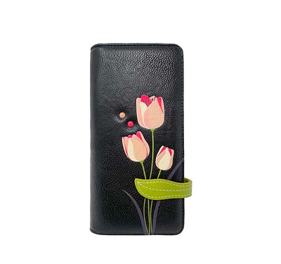 Black Tulip Long Wallet