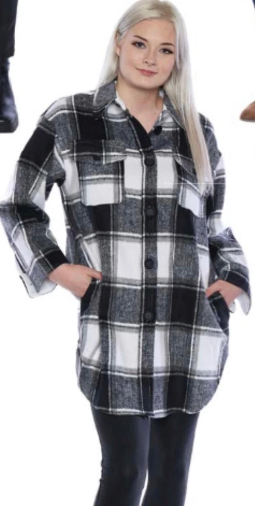 Fashionable Plaid Shacket PA4201