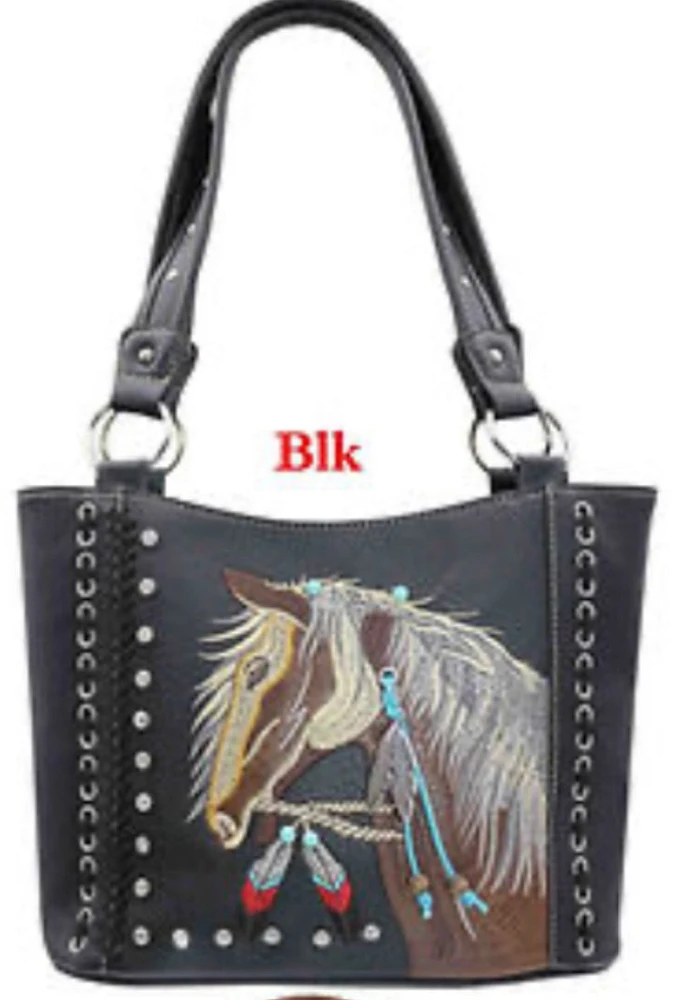 Black Horse Tote Purse