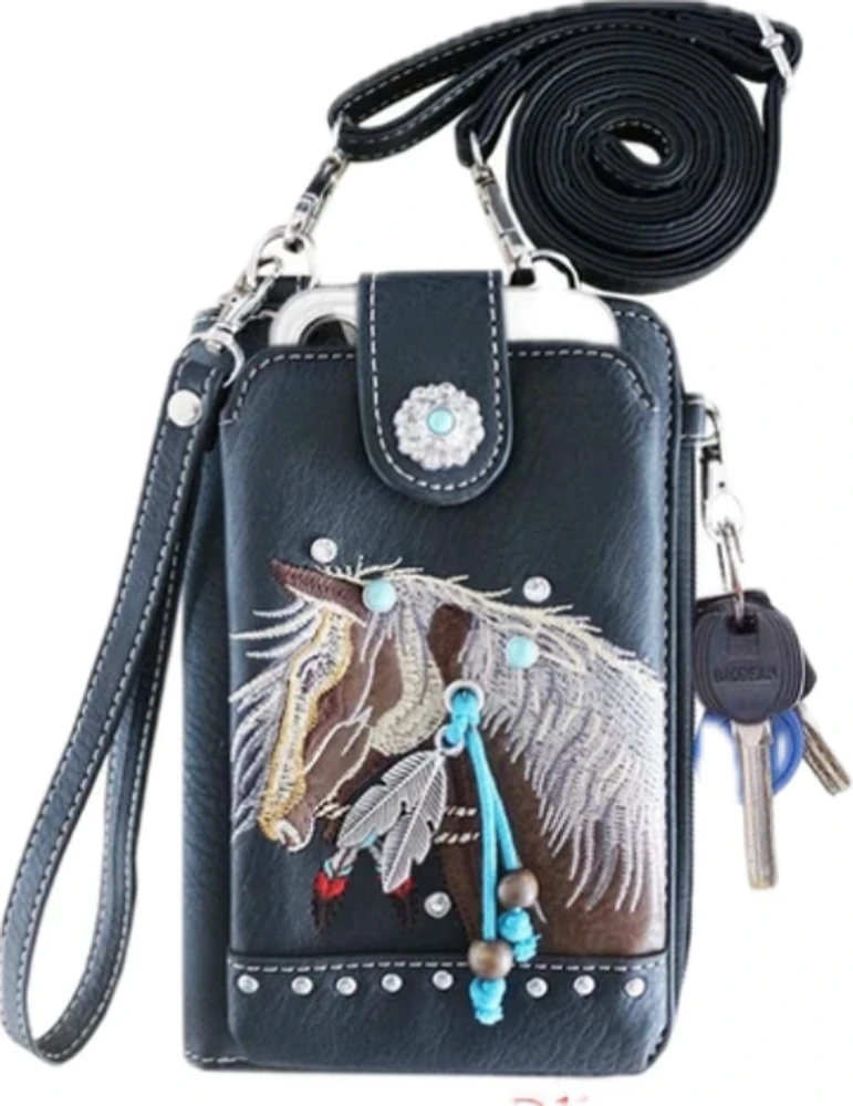 Black Horse phone purse