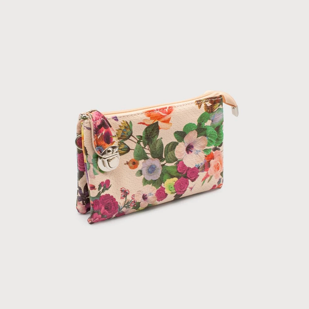 Floral multi pouch wristlet/crossbody