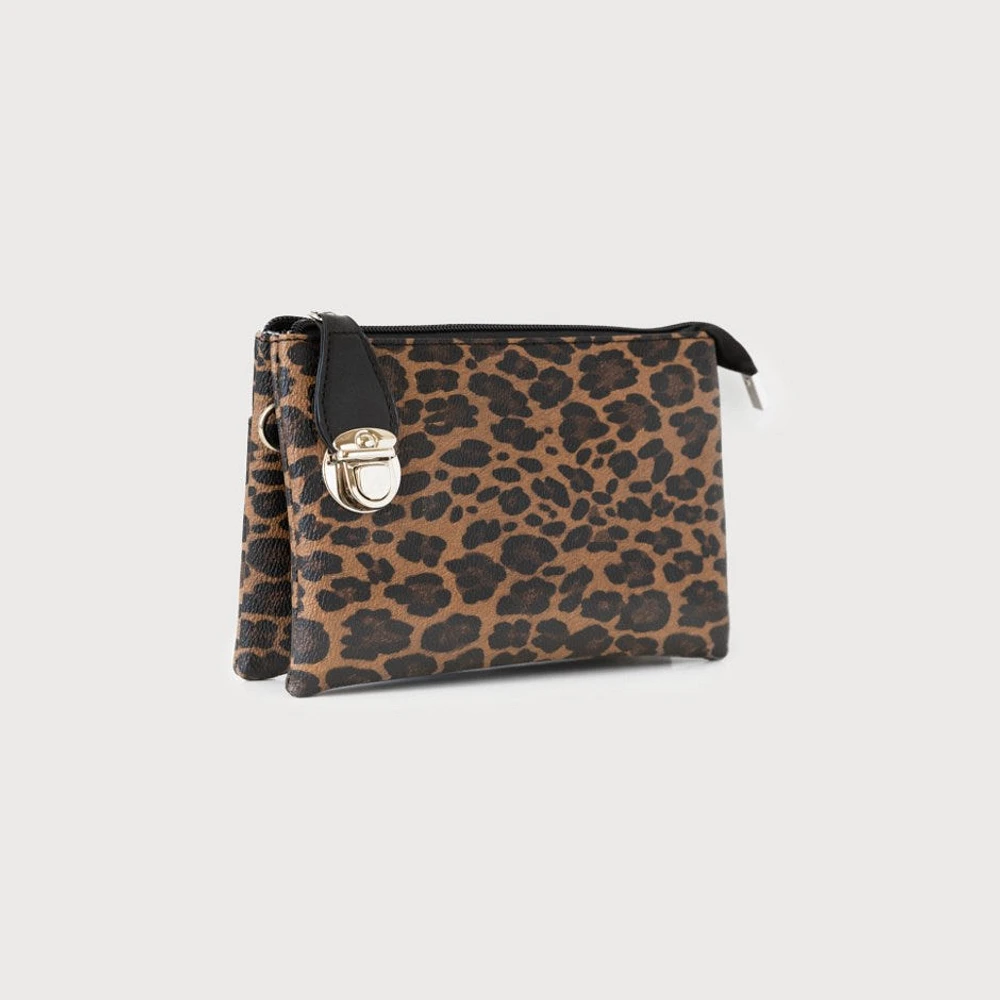 Leopard multi pouch wristlet/crossbody