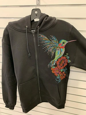 Bling Zip Hoodie with Hummingbird