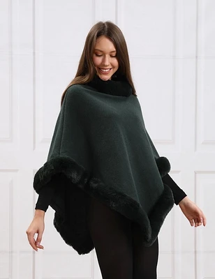 Green Faux Fur Fashion Cape