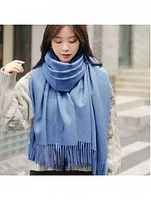 Blue Cashmere Feel Shawl Scarf - Fashion Scarves