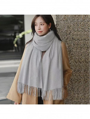 Pale Grey Cashmere Feel Shawl Scarf