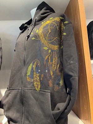 Local Fashion: Unique Bling Gold Dream Catcher Zip Hoodie