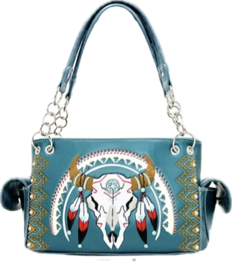 Teal deer skull western