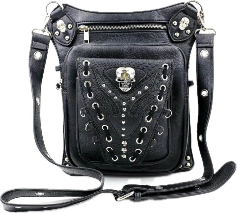 Skull stitched saddlebag messenger