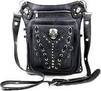 Skull stitched saddlebag messenger