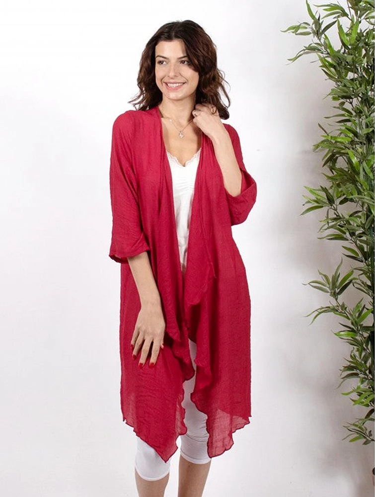 Unique Fashion Red Maxi Cardigan - One Size