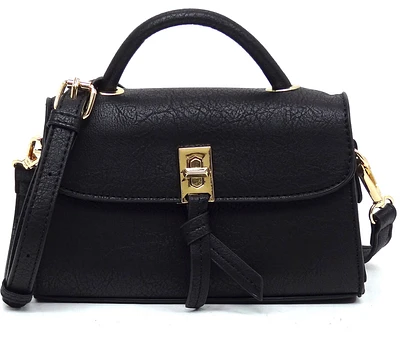 Unique Black Twist Lock Satchel L0322