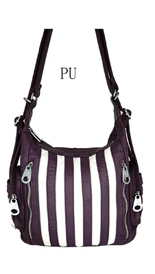 Shop Local Fashion - Purple Striped Backpack Purse